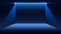 Futuristic Blue Light Background: Minimal Abstract Stage with Dramatic Spotlight and Glowing Empty Space for Product Presentation Royalty Free Stock Photo