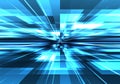 Futuristic blue light quantum tunnel. Abstract technology motion, neon digital lines, speed flow, perspective depth. Big data Royalty Free Stock Photo