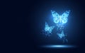 Futuristic blue lowpoly Butterfly abstract technology background. Artificial intelligence digital transformation and big data Royalty Free Stock Photo
