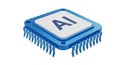 Futuristic Blue Microchip with AI Symbol on a White Background artificial intelligence processor Royalty Free Stock Photo