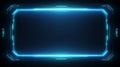 Futuristic Blue Neon HUD Frame with Digital Sci-Fi Interface Elements Royalty Free Stock Photo