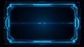Futuristic Blue Neon HUD Frame with High-Tech Digital Circuitry Elements Royalty Free Stock Photo