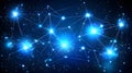 Futuristic blue network of stars connected by lines, evoking a sense of the cosmos and technology. Royalty Free Stock Photo