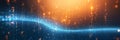 Futuristic Blue and Orange Data Flow Technology Illustration with Abstract Digital Graphic Effects Royalty Free Stock Photo
