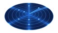 Futuristic blue radar screen with blinking targets and sweep line Royalty Free Stock Photo