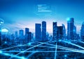 Futuristic blue smart city background