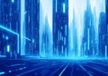 Futuristic blue smart city background