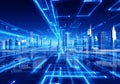 Futuristic blue smart city background