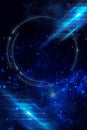 Futuristic blue space background with glowing circular interface elements stars and digital data lines for tech sci fi projects Royalty Free Stock Photo