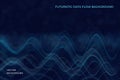 Futuristic blue tech background featuring layered wave surfaces made of particles and glowing points. Vector. Digital flow concept Royalty Free Stock Photo