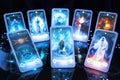 Futuristic blue translucent tarot cards