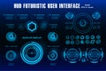 Futuristic blue virtual graphic touch user interface. HUD dashboard display virtual reality technology screen