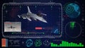 Futuristic blue virtual graphic touch user interface HUD. Jet f 16 airplane.