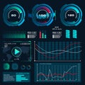 Futuristic blue virtual graphic touch user interface, Music interface, tracks, volume controls Royalty Free Stock Photo