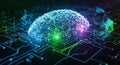 Futuristic Brain Circuitry: A Representation of Artificial Intelligence and Neural Networks Royalty Free Stock Photo