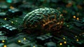 Artificial Intelligence Brain on Computer Circuit Board for Future Technology Royalty Free Stock Photo