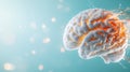 futuristic brain design with glowing orange connections symbolizing advanced technology and intelligence background features Royalty Free Stock Photo