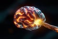 Futuristic Brain with Glowing Neural Connections in Dark Environment