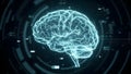 Futuristic Brain Interface with Circular Data HUD and Digital Intelligence Concept Royalty Free Stock Photo