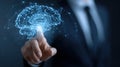 Digital brain with connecting network and human touch Royalty Free Stock Photo
