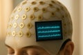 Futuristic Brain Interface with Neural Patterns and Visual Display of Brain Waves and Signals Royalty Free Stock Photo