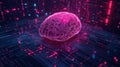 Futuristic Brain Image with Neon-Like Digital Patterns Generative AI Illustration Royalty Free Stock Photo