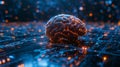 Futuristic brain network with digital connections - generative ai Royalty Free Stock Photo
