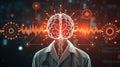 Futuristic brain with neural connections and data visualization in a digital setting Royalty Free Stock Photo