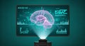 Futuristic Brain Technology Hologram with Data Visualization on Screen Royalty Free Stock Photo