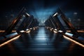 Futuristic bridge at night in the city Royalty Free Stock Photo