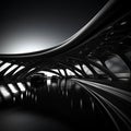 Futuristic bridge with sleek, organic contours in black and silver