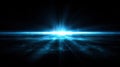 Generative AI Bright blue light explosion in space illuminating dark galaxy landscape with rays business concept. Royalty Free Stock Photo