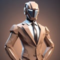 Futuristic Bronze Suit Character High-quality Polygonal Design