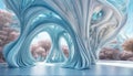 Futuristic building. Biomorphic architecture. Biodesign of landscape