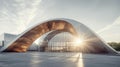 Futuristic Modern Building Design with Shining Metallic Archway Entrance Royalty Free Stock Photo