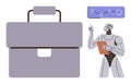 Futuristic Business Automation with Robot, Briefcase, and Data Analytics Icon Royalty Free Stock Photo