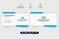 Futuristic business card design with blue color contact icons. Corporate business identity template and visiting card vector for