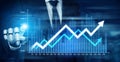 Business Growth Analysis with Futuristic Robotic Hand Interacting with Graph Charts and Data Visualizations in a Modern Royalty Free Stock Photo