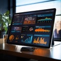Futuristic Business Dashboard on Tablet