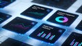Futuristic Business Data Dashboard with Analytics Charts Interface Royalty Free Stock Photo
