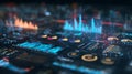 Futuristic Business Finance Analytics 3D Charts Dashboards Digital Data Streams Corporate Metrics 4K Royalty Free Stock Photo