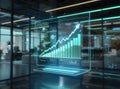Futuristic Business Growth on Holographic Display in Modern Office, Visualizing Data Analytics and Financial Success Royalty Free Stock Photo