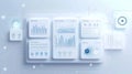 Futuristic Business Intelligence Dashboard Interface with Data Charts and Analytics Widgets Royalty Free Stock Photo