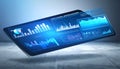 Futuristic Business Intelligence Dashboard on Tablet Royalty Free Stock Photo