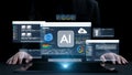 Futuristic Business Interface with AI Data Visualization and Analytics for Technology and Innovation in Digital Royalty Free Stock Photo