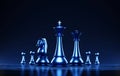 Futuristic Business Strategy Concept with Blue Chess Board Royalty Free Stock Photo