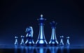 Futuristic Business Strategy Concept with Blue Chess Board Royalty Free Stock Photo