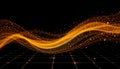 Futuristic business technology background with flowing gold dust particles on dark gradient, glowing data grid lines, elegant Royalty Free Stock Photo