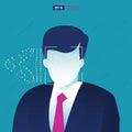 Futuristic businessman face recognition. Business vector illustration