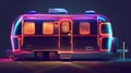 Futuristic Camper Van Illuminated at Night Royalty Free Stock Photo